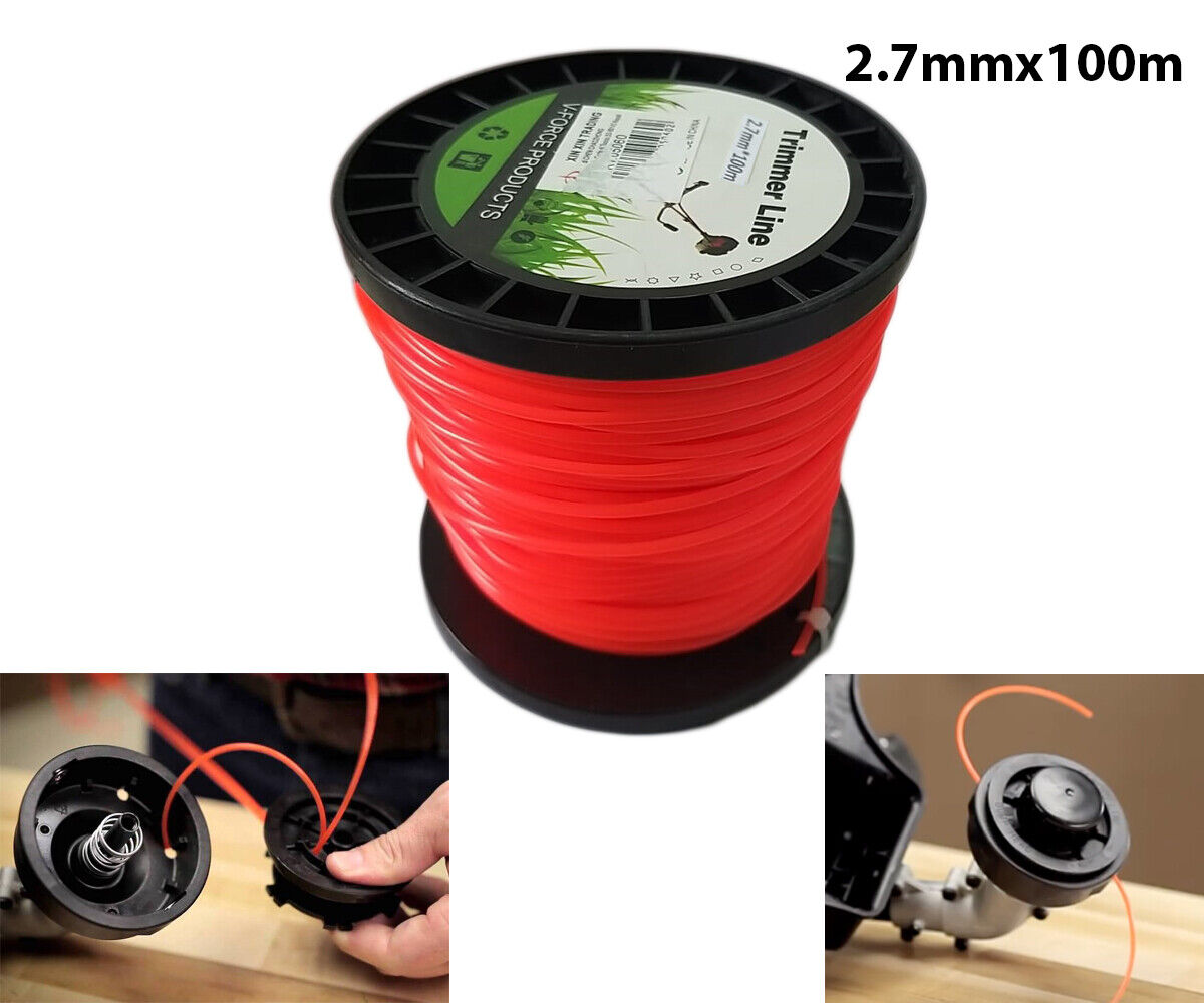 FILO PER DECESPUGLIATORE TONDO 2,7mm bobina 100mt taglaerba cavo matassa ROSSO