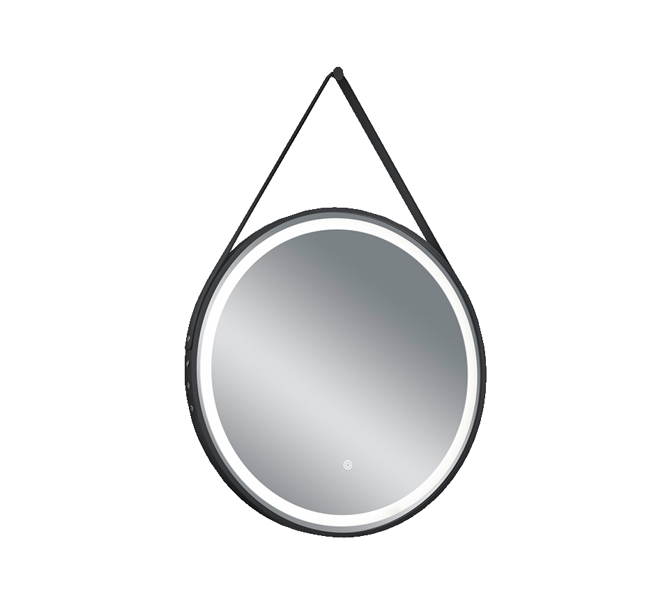 FINE SPECCHIO DA PARETE ROTONDO RETRO-ILLUMINATO LED 15 W 1.650 lm 3.000 K 4.000 K CON CINTURINO IN PELLE REGOLABILE D.60CM