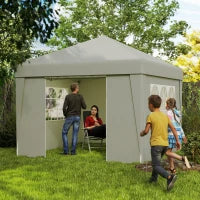 Gazebo da Giardino Pieghevole 3x3x2,75m Anti-UV 30+ con Finestre, Pareti Laterali e Sacca da Trasporto, Crema