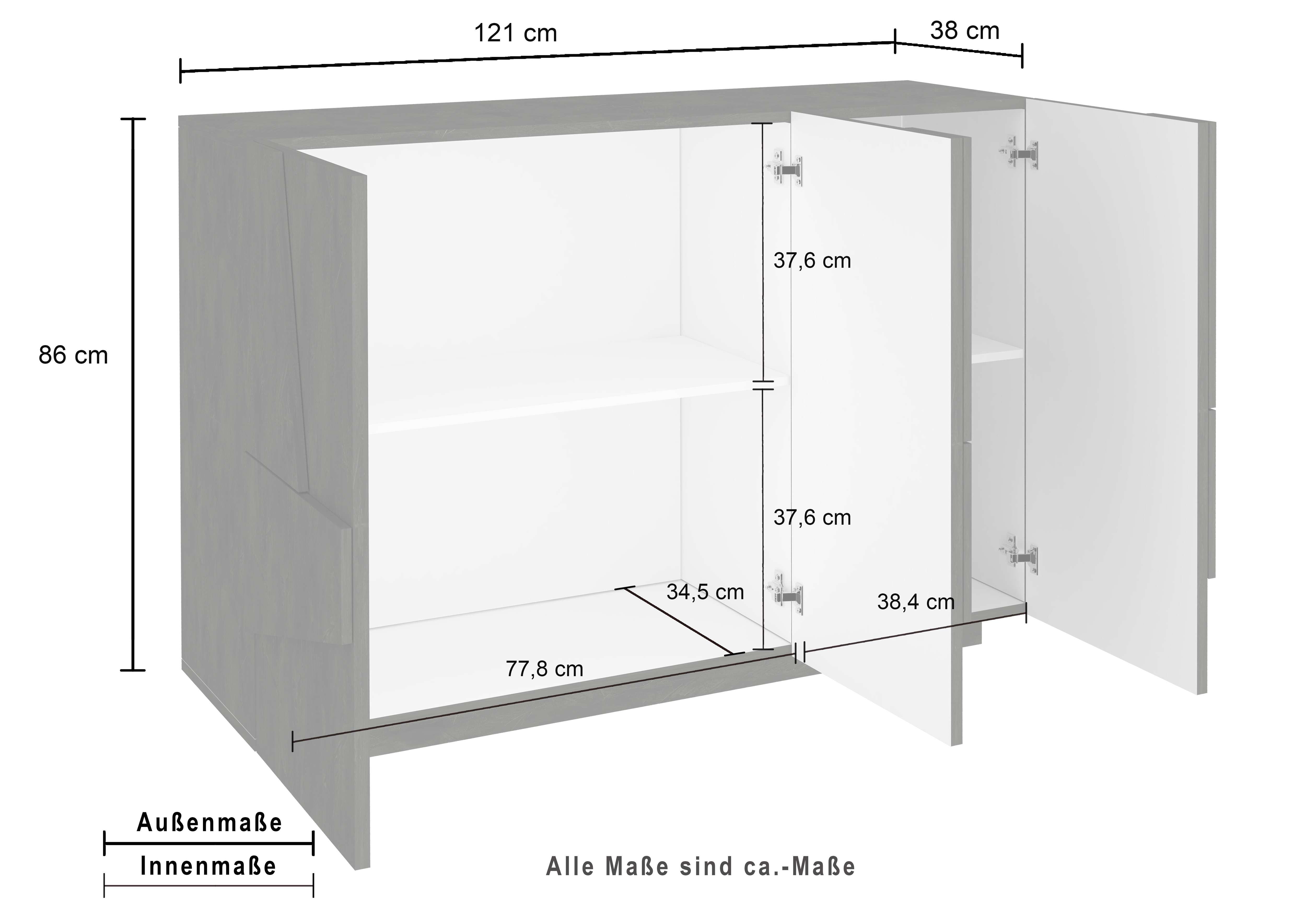 Mobile PING L 121.8 x H 86 x P 39.2 cm colore bianco lucido