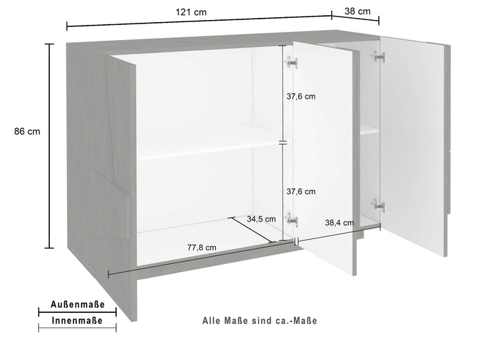 Mobile PING L 121.8 x H 86 x P 39.2 cm colore bianco lucido