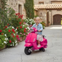Moto Elettrica per Bambini da 2 a 6 Anni con Batteria 6V, Faro, Clacson e Ruote Ausiliarie Rosa