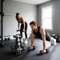 Set Manubri da Palestra Esagonali con Supporto e Impugnatura Antiscivolo, 2x2kg, 2x5kg, 2x8kg, 2x10kg, Nero