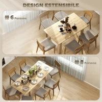 Tavolo Allungabile da Pranzo per 6-8 Persone, 140-180 x 80 cm, Colore Legno