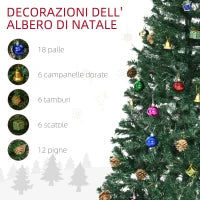 Albero di Natale 150cm con 420 Rami in PVC Ignifughi, Albero di Natale con Decorazioni e Rami Folti, Verde