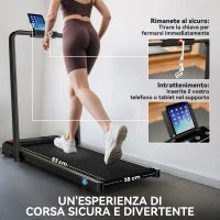 Tapis Roulant Pieghevole con Inclinazione Regolabile, Velocità 1-10 km/h, Display LED e Telecomando, Nero