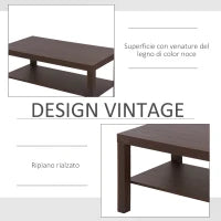 Tavolino da Salotto Rettangolare Classico con Ripiano Portaoggetti in Legno 90×45×44.5cm