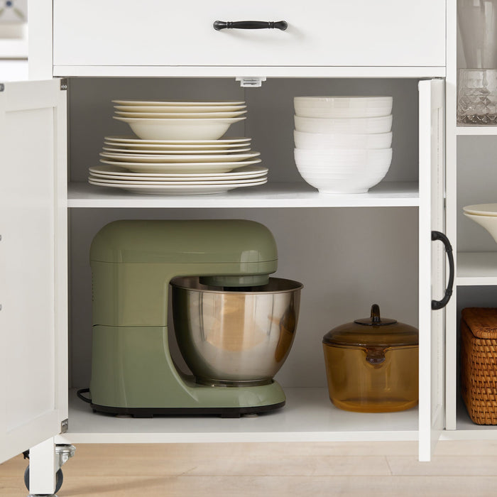 Carrello Cucina Credenza Cucina Mobile Cucina Bianco Con Route Credenza Soggiorno FKW103-WN