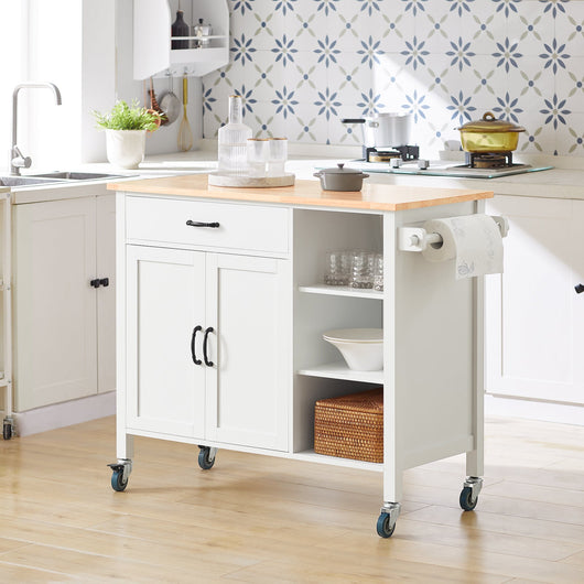 Carrello Cucina Credenza Cucina Mobile Cucina Bianco Con Route Credenza Soggiorno FKW103-WN