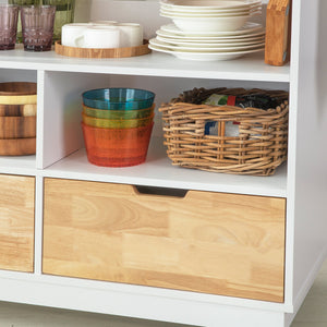 Carrello Cucina Credenza Cucina Mobile Cucina Bianco Con Route Isola Cucina FKW107-WN