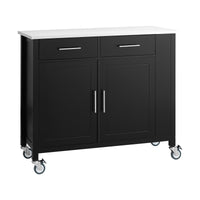Carrello da cucina con piano in acciaio inox Isola da cucina con ripiano laterale Credenza con ruote Nero, FKW108-SCH