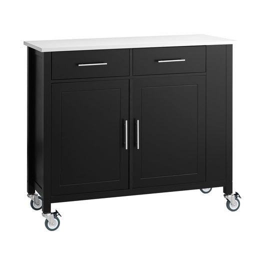 Carrello da cucina con piano in acciaio inox Isola da cucina con ripiano laterale Credenza con ruote Nero, FKW108-SCH