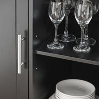 Carrello da cucina con piano in acciaio inox Isola da cucina con ripiano laterale Credenza con ruote Nero, FKW108-SCH