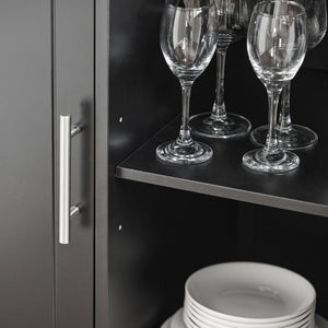 Carrello da cucina con piano in acciaio inox Isola da cucina con ripiano laterale Credenza con ruote Nero, FKW108-SCH