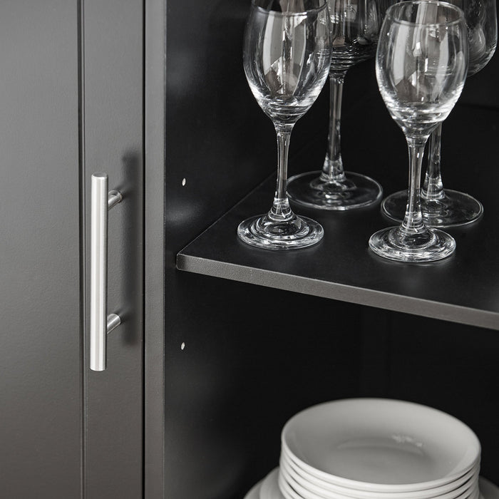 Carrello da cucina con piano in acciaio inox Isola da cucina con ripiano laterale Credenza con ruote Nero, FKW108-SCH