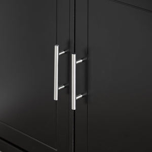 Carrello da cucina con piano in acciaio inox Isola da cucina con ripiano laterale Credenza con ruote Nero, FKW108-SCH