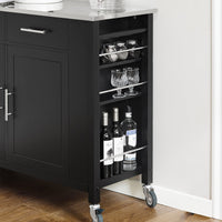 Carrello da cucina con piano in acciaio inox Isola da cucina con ripiano laterale Credenza con ruote Nero, FKW108-SCH