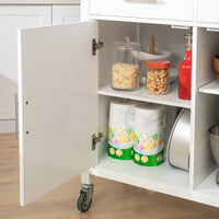 Carrello da cucina con piano in acciaio inox Isola da cucina con ripiano laterale Credenza con ruote Bianco, FKW108-W