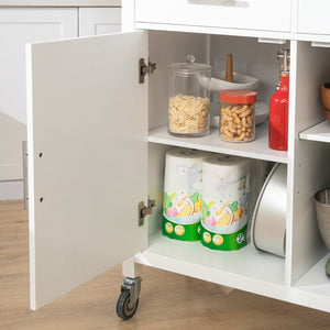 Carrello da cucina con piano in acciaio inox Isola da cucina con ripiano laterale Credenza con ruote Bianco, FKW108-W