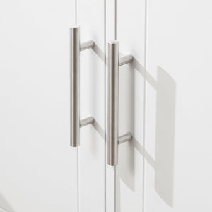 Carrello da cucina con piano in acciaio inox Isola da cucina con ripiano laterale Credenza con ruote Bianco, FKW108-W