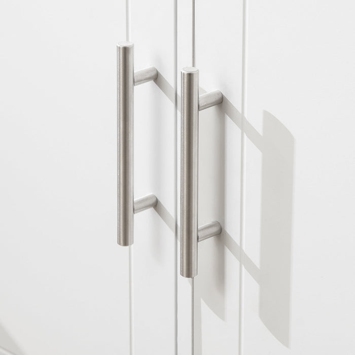 Carrello da cucina con piano in acciaio inox Isola da cucina con ripiano laterale Credenza con ruote Bianco, FKW108-W