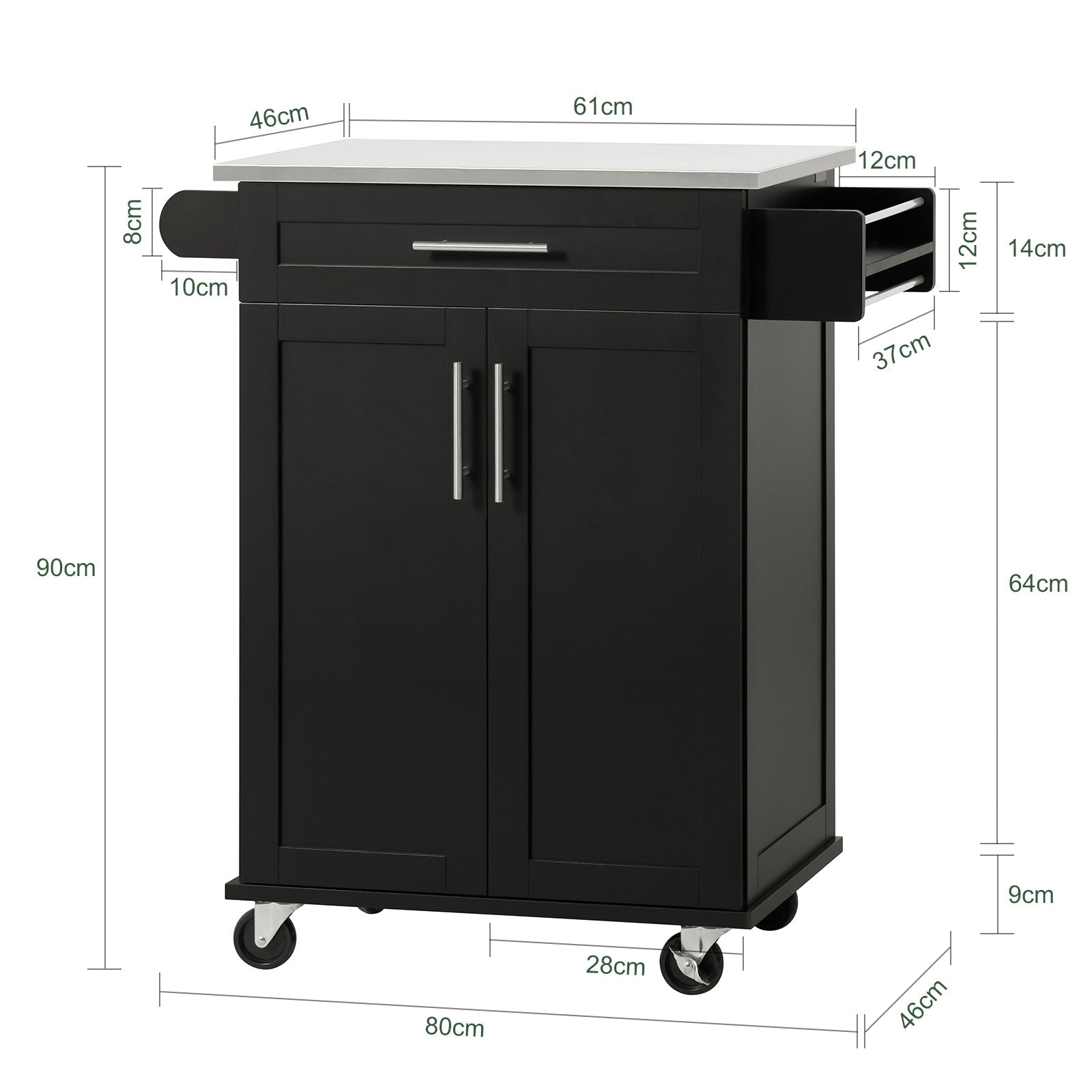 Carrello Cucina Credenza Cucina Mobile Cucina Nero Con Route FKW110-SCH