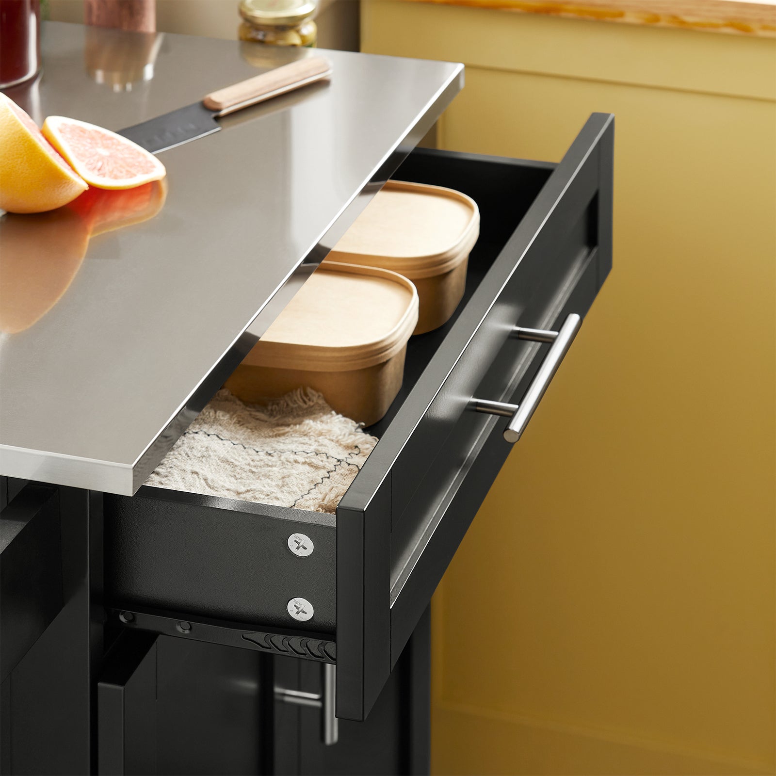 Carrello Cucina Credenza Cucina Mobile Cucina Nero Con Route FKW110-SCH