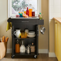 Carrello Cucina Credenza Cucina Mobile Cucina Nero Con Route FKW110-SCH