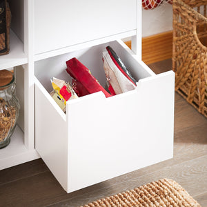 Carrello da cucina con 2 cassetti e 3 ripiani, Carrello da servizio, Carrelli portaoggetti, Bianco-Naturale 53x37x89cm FKW111-WN