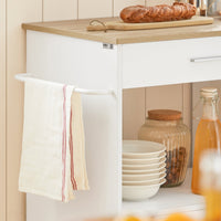 Carrello da cucina legno Mobiletto cucina salvaspazio con cassetto e armadietto 82x46x88 cm Bianco FKW113-WN SoBuy