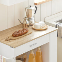 Carrello da cucina legno Mobiletto cucina salvaspazio con cassetto e armadietto 82x46x88 cm Bianco FKW113-WN SoBuy