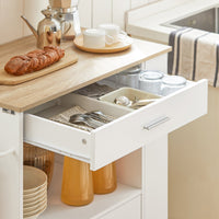 Carrello da cucina legno Mobiletto cucina salvaspazio con cassetto e armadietto 82x46x88 cm Bianco FKW113-WN SoBuy