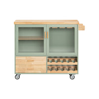 Carrello Cucina Con 2 Ante In Vetro Mobile Cucina Credenza Con Ruote 109x38x92cm Verde FKW114-GR SoBuy