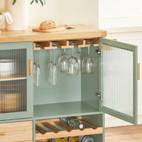 Carrello Cucina Con 2 Ante In Vetro Mobile Cucina Credenza Con Ruote 109x38x92cm Verde FKW114-GR SoBuy