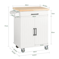 Credenza Cucina Carrello Cucina Con Ruote Con Cassetto E 2 Ante 74.5x45.5x91cm FKW119-WN SoBuy