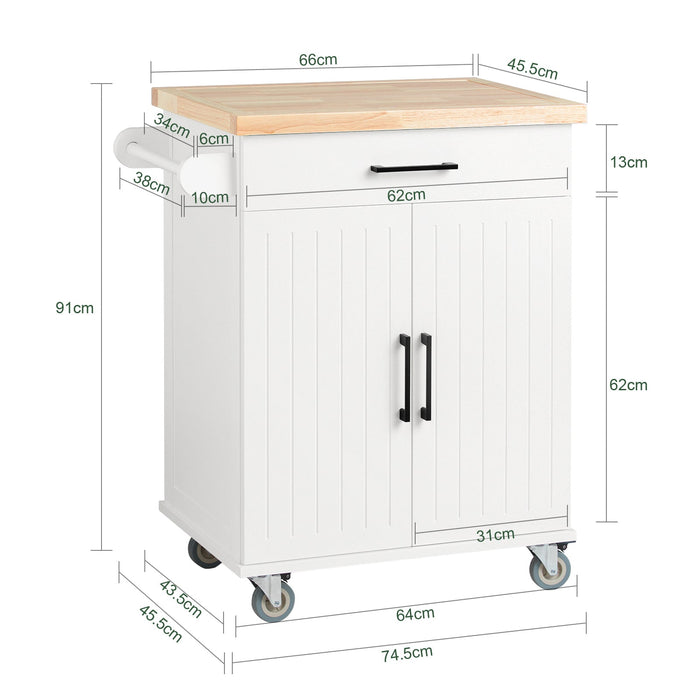 Credenza Cucina Carrello Cucina Con Ruote Con Cassetto E 2 Ante 74.5x45.5x91cm FKW119-WN SoBuy