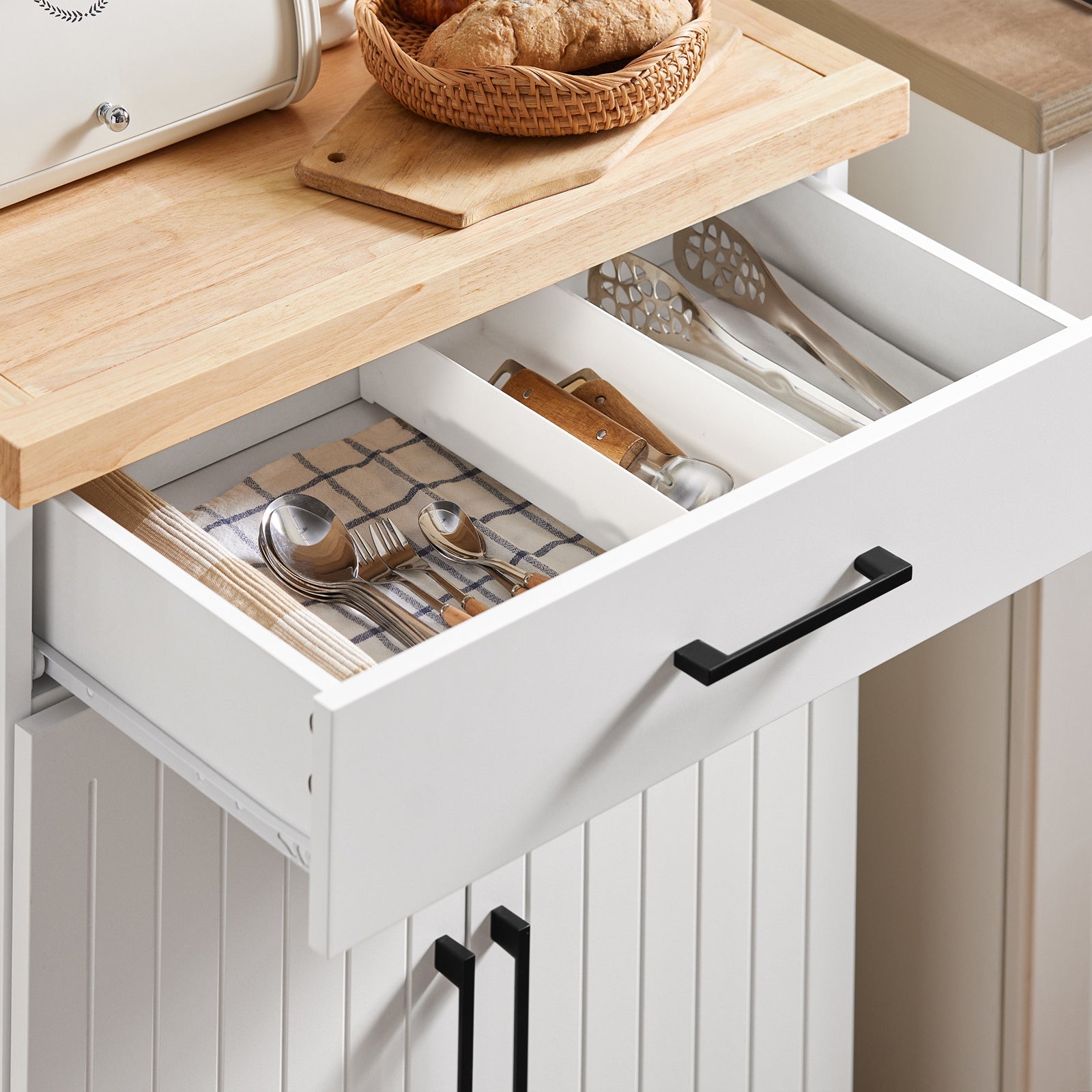 Credenza Cucina Carrello Cucina Con Ruote Con Cassetto E 2 Ante 74.5x45.5x91cm FKW119-WN SoBuy
