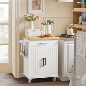 Credenza Cucina Carrello Cucina Con Ruote Con Cassetto E 2 Ante 74.5x45.5x91cm FKW119-WN SoBuy