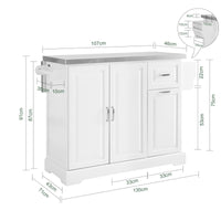 SoBuy FKW128-ST Isola Cucina su Ruote con Piano di Lavoro Estendibile, Mobiletto Salvaspazio, Carrello da Cucina con Ruote, con Due Cassetti e Ripiano Regolabile 130 x 46/71 x 91cm Bianco