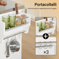 SoBuy FKW128-ST Isola Cucina su Ruote con Piano di Lavoro Estendibile, Mobiletto Salvaspazio, Carrello da Cucina con Ruote, con Due Cassetti e Ripiano Regolabile 130 x 46/71 x 91cm Bianco