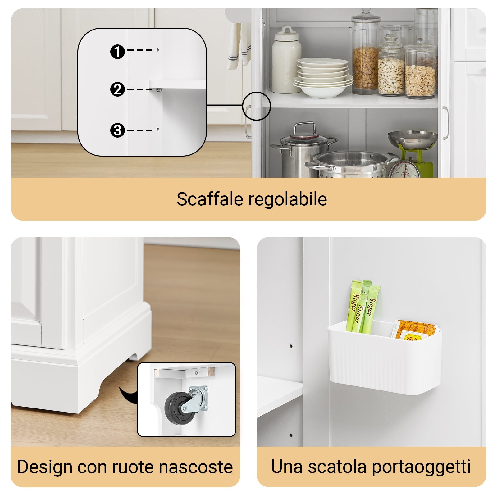 SoBuy FKW128-ST Isola Cucina su Ruote con Piano di Lavoro Estendibile, Mobiletto Salvaspazio, Carrello da Cucina con Ruote, con Due Cassetti e Ripiano Regolabile 130 x 46/71 x 91cm Bianco