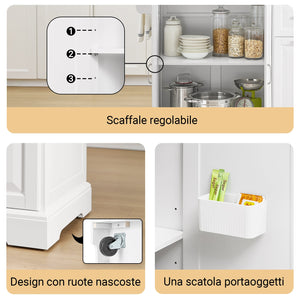 SoBuy FKW128-ST Isola Cucina su Ruote con Piano di Lavoro Estendibile, Mobiletto Salvaspazio, Carrello da Cucina con Ruote, con Due Cassetti e Ripiano Regolabile 130 x 46/71 x 91cm Bianco