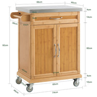Carrello Cucina,Credenza Cucina,Mobile Cucina Con Route,Legno FKW13-N