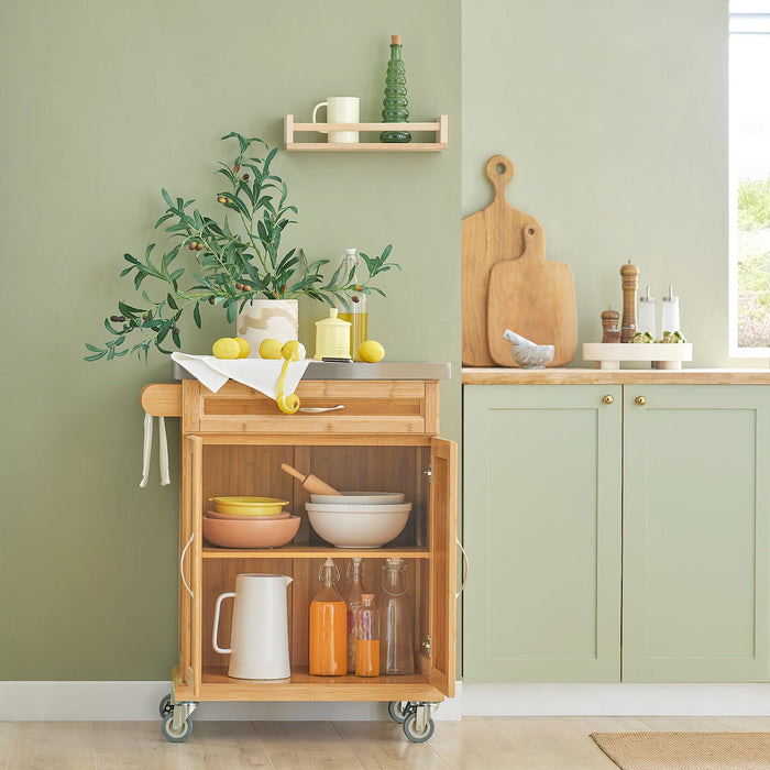 Carrello Cucina,Credenza Cucina,Mobile Cucina Con Route,Legno FKW13-N