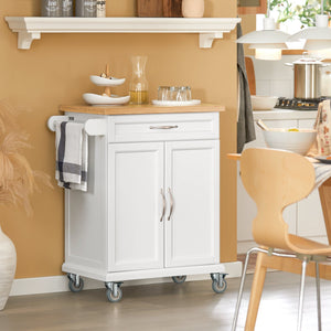 Carrello Cucina,Credenza Cucina,Mobile Cucina Con Route,Bianco FKW13-W