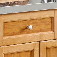 SoBuy Isola Cucina su Ruote con Piano di Lavoro Estendibile, Mobiletto Salvaspazio, Carrello da Cucina con Ruote, con Due Cassetti e Ripiano Regolabile Naturale 107x(46–71) x92,5 cm FKW130-N