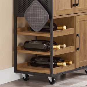 SoBuy Mobile Cucina Salvaspazio con Ruote Carrello Cucina con Cassetti e Portabottiglie, Mobiletto Credenza credenza cucina per Cucina o Sala da Pranzo Vintage Marrone 67x88x37cm FKW134-N