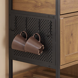 SoBuy Mobile Cucina Salvaspazio con Ruote Carrello Cucina con Cassetti e Portabottiglie, Mobiletto Credenza credenza cucina per Cucina o Sala da Pranzo Vintage Marrone 67x88x37cm FKW134-N