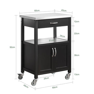 Carrello cucina, carrello da servizio colore:Nero, FKW22-SCH