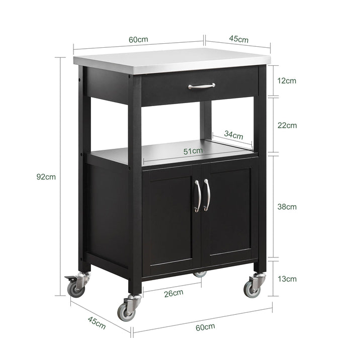 Carrello cucina, carrello da servizio colore:Nero, FKW22-SCH